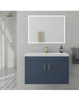 Έπιπλο με Νιπτήρα & 2 Ντουλάπια Fluted σειρά Viva 80 Μπλε (80x39cm) (Image 1)