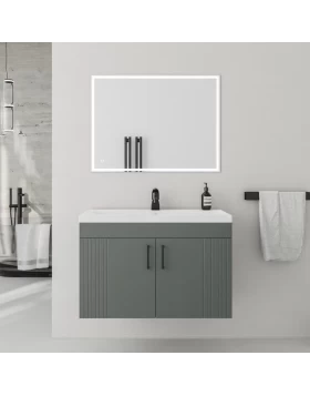 Έπιπλο με Νιπτήρα & 2 Ντουλάπια Fluted σειρά Viva 80 Ανθρακί (80x39cm) (Image 1)