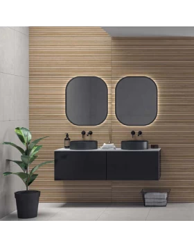 Έπιπλο με 2 Συρτάρια & Πάγκο Λευκό Ματ Corian Bergamo Black White (155x45cm) (Image 1)