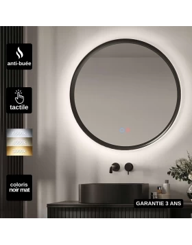 Καθρέφτης Αντιθαμβωτικός Μαύρο Πλαίσιο με Ρυθμιζόμενο LED Imex Torino (Φ.60 ή Φ.80) (Image 1)