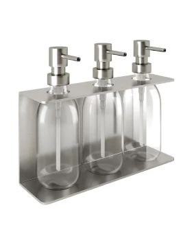 Επιτοίχια Dispenser (3 x 300ml) - Matt Inox, Pam & Co, W25 x D7.5 x H20 (cm), 251375-011 (Image 1)