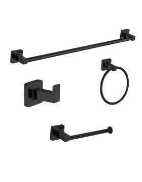 Σετ 4 Αξεσουάρ Μπάνιου Economy σειρά 48600 Μαύρο Ματ (Image 1)