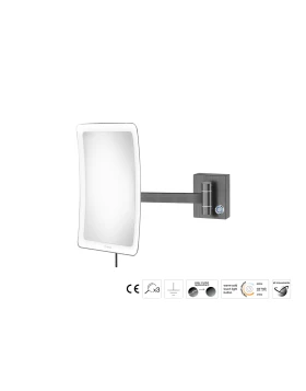 Επιτοίχιος μεγεθυντικός καθρέπτης x3 με LED Sanco MRLED-305-PVD-05BR PVD Gun Metal Brushed (Image 1)