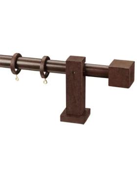 Ξύλινο κουρτινόξυλο Φ.28 Βέγκε με Τετράγωνα Άκρα & Στηρίγματα (Image 1)