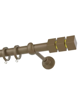 Κουρτινόξυλα Ζωγομετάλ Φ.25 σειρά CP0473 Καφέ Ελίας/Λεμονί(Μονό ή Διπλό) (Image 1)