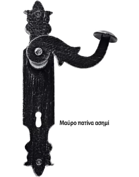 Πόμολα Πόρτας Ζωγομετάλ χειρολαβές με πλάκα 0143 Μαύρο πατίνα ασημί