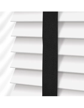 Ξύλινα Στόρια Optima 50mm με Μαύρες Τιράντες σειρά M9002 White