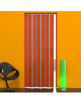 Πτυσσόμενη Πόρτα Φυσαρμόνικα Ακορντεόν σε Διχρωμία Ξύλου Κερασιάς με Νίκελ 