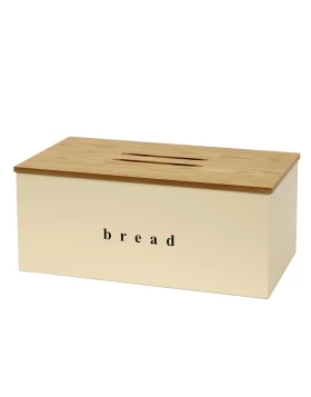 Ψωμιέρα Ivory Ματ με Ξύλο Κοπής σειρά 402218-703 (40x22x18cm) (Image 1)