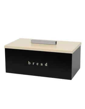 Ψωμιέρα Μαύρο ματ με Μπεζ Καπάκι σειρά 402216-403-703 (40x22x16cm)