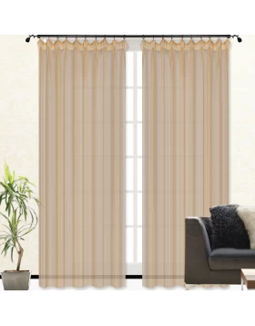 Κουρτίνα Ραμμένη με Τρέσα και Βαρίδι σε Μπεζ Κροκύ M2727 (2.70x2.70cm) (Image 1)