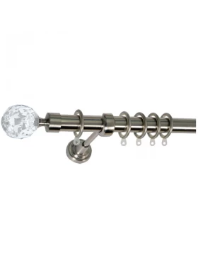 Μεταλλικά Κουρτινόξυλα Φ.25 Economy Crystal Ball 45486 Νίκελ Ματ (Μονό ή Διπλό) (Image 1)