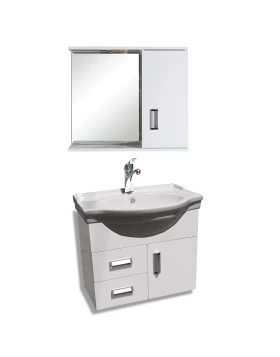 Έπιπλο Μπάνιου με Καθρέφτη & Νιπτήρα σειρά 0127 σε Λευκό (60x42cm) (Image 1)