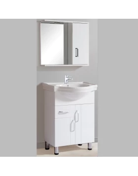 Έπιπλο Μπάνιου με Καθρέφτη & Νιπτήρα σειρά 0124 σε Λευκό (60x43cm)