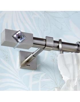 Κουρτινόξυλα Aslanis Φ.25 σειρά Caldera Crystal 045-1 Νίκελ Σατινέ(Μονό ή Διπλό) (Image 1)