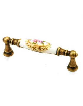 Λαβές Επίπλων Convex σειρά 0699 Αντικέ Ορείχαλκος με Κορνίζα (Κέντρα Βίδας 9.6cm) (Image 1)