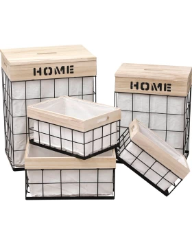 Σετ Καλάθια Απλύτων Ξύλινα/Μεταλλικά 5 Μεγεθών σειρά 09824 (Image 1)