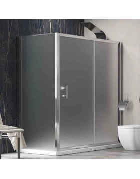 Καμπίνα Γωνιακή Karag Χρωμέ με 1 Συρόμενη Πόρτα & 1 Σταθερό σειρά Flora 500 Cromo & S-10 Αμμοβολή (σε 18 διαστ