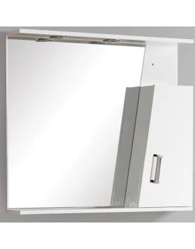 Καθρέπτης μπάνιου με 1 Ντουλάπι & με 2 Φώτα σειρά 15-7002 Λευκό