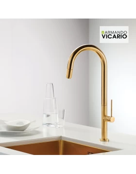 Μπαταρία Kουζίνας Armando Vicario Tozo 48780-201 Βουρτσισμένο Χρυσό (Ύψος 48cm) (Image 1)