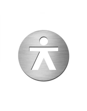 Αυτοκόλλητη Ένδειξη σήμανση στρογγυλή 510 WC Αντρών σε Ανοξείδωτο (9cm) (Image 1)