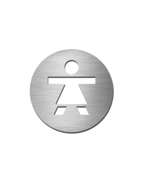 Αυτοκόλλητη Ένδειξη σήμανση στρογγυλή 510 WC Γυναικών σε Ανοξείδωτο (9cm)