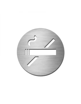 Αυτοκόλλητη Ένδειξη σήμανση στρογγυλή 510 Απαγορεύεται το Κάπνισμα σε Ανοξείδωτο (9cm) (Image 1)