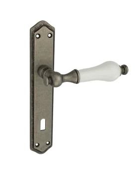 Πόμολα Πόρτας Πορσελάνης Χειρολαβές με πλάκα 00218 Νίκελ Αντικέ (Image 1)