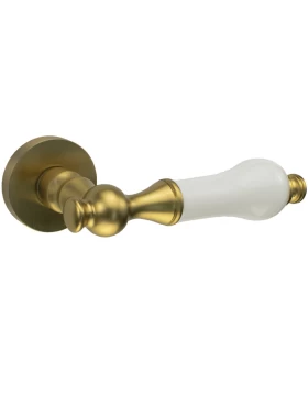 Πόμολα Πόρτας Πορσελάνης Χειρολαβές με ροζέτα 00218 Χρυσό ματ (Image 1)