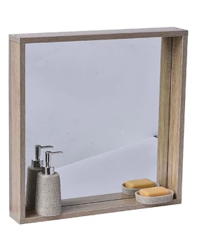 Καθρέπτης mdf με Καφέ πλαίσιο φυσικό ξύλο σειρά 9834 (50x50x8cm)