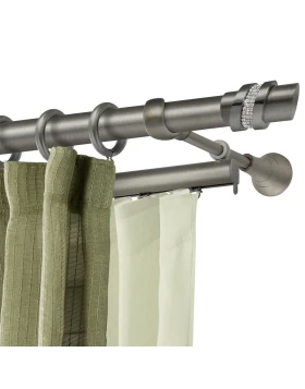 Κουρτινόξυλα Inox Φ.25 Νίκελ Αντικέ σειρά Satellite Strass 974367 Μολυβί Ματ (Image 1)