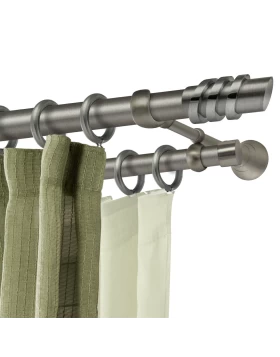 Κουρτινόξυλα Inox Φ.25 Νίκελ Αντικέ σειρά Satellite Double 39779 Μολυβί Ματ(Μονό ή Διπλό) (Image 1)