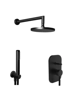 Σετ Ντουζ Εντοιχισμού La Torre New Tech σε Μαύρο Ματ (2 Εξόδων) (Image 1)