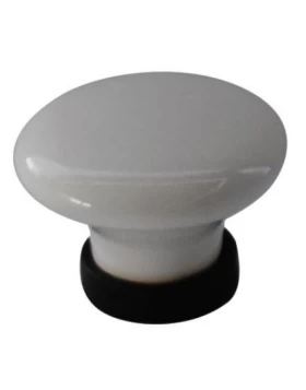 Πόμολα Επίπλων Φ.30 Πορσελάνης Convex 1163 Μαύρο Ματ Λευκό (Image 1)