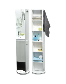 Έπιπλο Περιστρεφόμενο με καθρέπτη & ράφια Βamboo σειρά 9837 Λευκό (36x169cm) (Image 1)