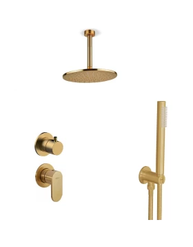 Σετ Ντουζ Οροφής Armando Vicario Slim 500050-201+500075-201 Gold Brushed (με περιστροφικό εκτροπέα 2 Εξόδων) (