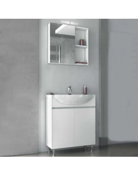 Έπιπλο μπάνιου με 2 Ντουλάπια & Καθρέφτη με Ντουλάπι Drop Alpha 65 Λευκό (65x33cm)