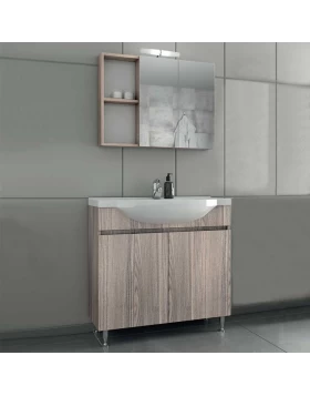 Έπιπλο μπάνιου με 2 Ντουλάπια & Καθρέφτη με Ντουλάπι Drop Alpha 85 Silver Gray (82x33cm)