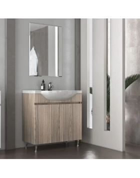 Έπιπλο μπάνιου με 2 Ντουλάπια & Απλό Καθρέφτη Drop Alpha 65 Silver Gray (65x33cm)