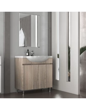Έπιπλο μπάνιου με 2 Ντουλάπια & Καθρέφτη Drop Alpha 85 Silver Gray (82x33cm)