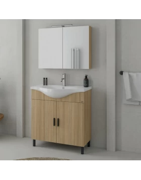 Έπιπλο Δαπέδου με 2 Ντουλάπια & Καθρέφτη με Ντουλάπι Drop Luna 80 Slavonia Oak (74.5x34cm) (Image 1)