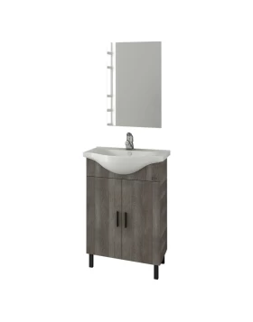 Έπιπλο μπάνιου με 2 Ντουλάπια & Απλό Καθρέφτη Drop Luna 65 Gricio (60x34cm)