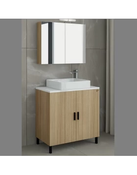 Έπιπλο με Επικαθήμενο Νιπτήρα & Καθρέφτη Ντουλάπι Drop Roma 80 Slavonia Oak 5FRMP80SO (80x39cm) (Image 1)