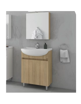 Έπιπλο με 2 Ντουλάπια & Καθρέφτη με Ντουλάπι Drop Alfa 50 Slavonia Oak 5FAF050SO (50x39cm) (Image 1)