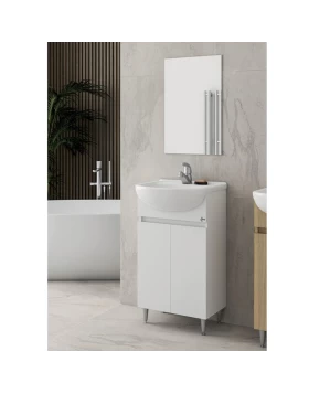 Έπιπλο Δαπέδου με 2 Ντουλάπια & Απλό Καθρέφτη Drop Alfa 50 Λευκό (50x39cm) (Image 1)