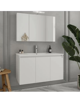 Έπιπλο με 3 Ντουλάπια & Καθρέφτη με Ντουλάπι Drop Verona 90 Λευκό 5FVR090WH (90x45cm) (Image 1)