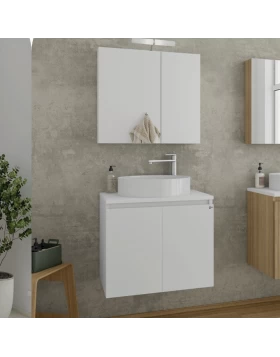 Έπιπλο με Επικαθήμενο Νιπτήρα & Καθρέφτη Ντουλάπι Drop Verona 60 Λευκό 5FVRP60WH (60x45cm) (Image 1)