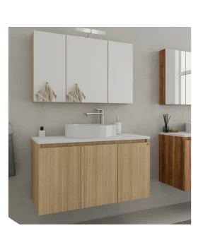 Έπιπλο με Επικαθήμενο Νιπτήρα & Καθρέφτη Ντουλάπι Drop Verona 90 Slavonia Oak 5FVRP90SO (90x45cm) (Image 1)