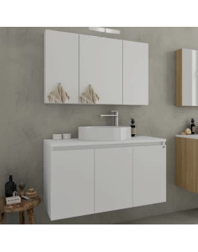 Έπιπλο με Επικαθήμενο Νιπτήρα & Καθρέφτη Ντουλάπι Drop Verona 100 Λευκό 5FVRP10WH (100x45cm) (Image 1)