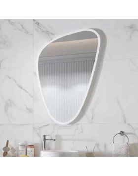 Καθρέπτης Βότσαλο με Led & Λευκό Πλαίσιο Karag Elena (65x100cm)